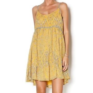 Free People Periscopes in the Sky babydoll mini dress Yellow sz M